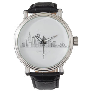 Chicago IL Stadtbild-Illustration Armbanduhr