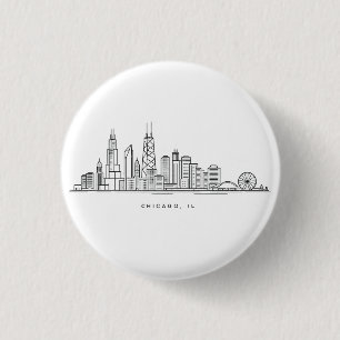 Chicago IL Stadtbild-Illustration Button