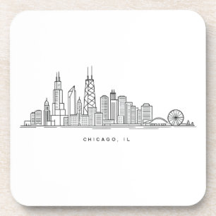 Chicago IL Stadtbild-Illustration Getränkeuntersetzer