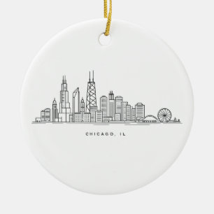 Chicago IL Stadtbild-Illustration Keramik Ornament