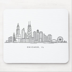 Chicago IL Stadtbild-Illustration Mousepad