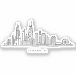 Chicago IL Stadtlandschaft Illustration Aufkleber