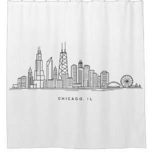 Chicago IL Stadtlandschaft Illustration Duschvorhang