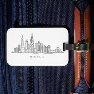Chicago IL Stadtlandschaft Illustration Gepäckanhänger
