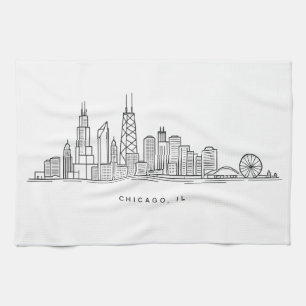 Chicago IL Stadtlandschaft Illustration Geschirrtuch