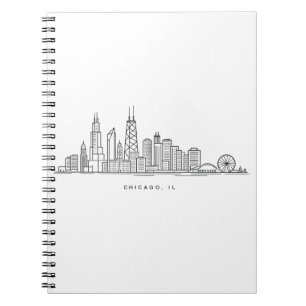 Chicago IL Stadtlandschaft Illustration Notizblock
