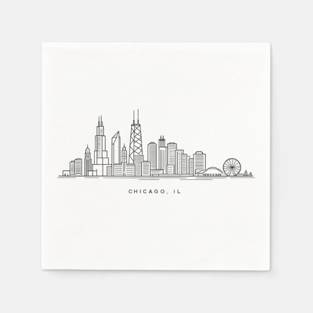 Chicago IL Stadtlandschaft Illustration Serviette (Vorderseite)