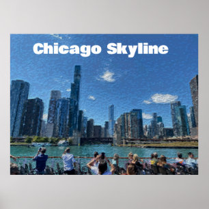 Chicago, Illinois Abstrakt Skyline Poster