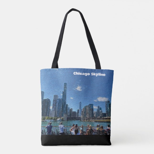 Chicago, Illinois Abstrakt Skyline Tasche (Rückseite)