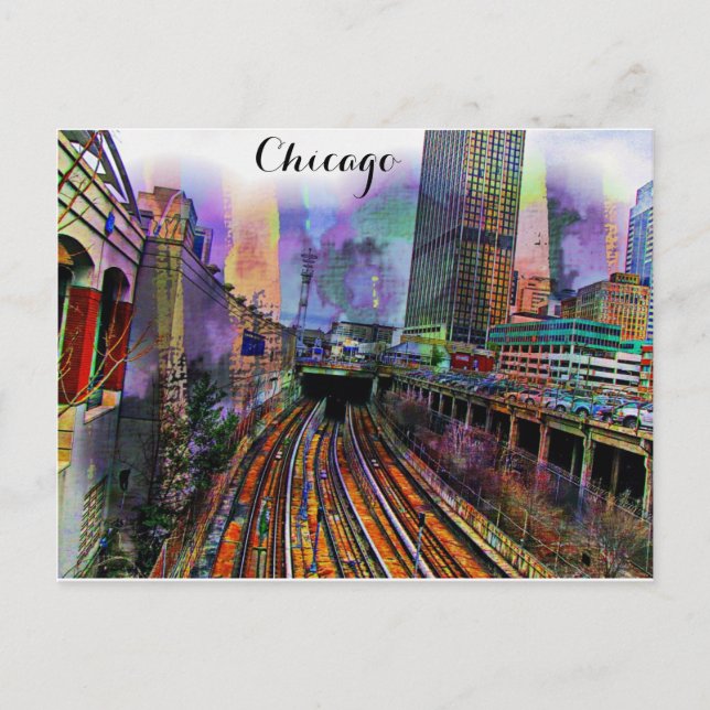 Chicago Illinois Abstrakte Stadt Postkarte (Vorderseite)