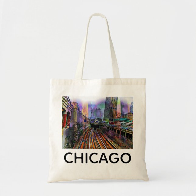 Chicago Illinois Abstrakte Stadt Tragetasche (Vorne)