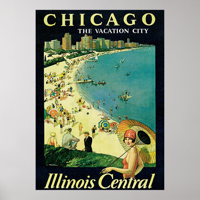 Chicago, Illinois America Vintage Travel Poster (Vorne)