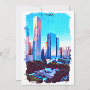 Chicago Illinois Aquarell-Illustration Karte