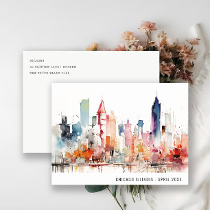 Chicago Illinois Aquarell-Landschaft Reise Postkarte