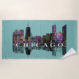 Chicago, Illinois, bedeckt mit Graffiti Beach Hand Strandtuch
