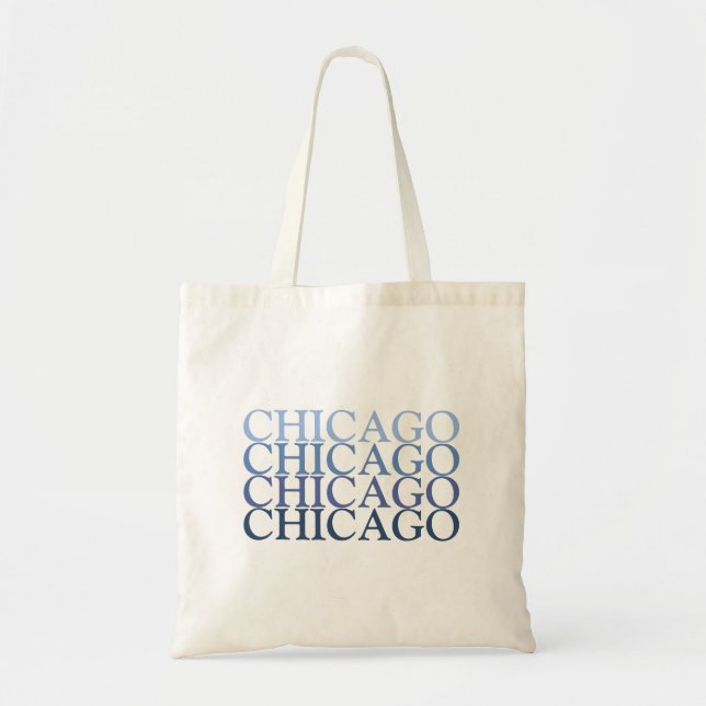 Chicago Illinois, Blue und Light Blue Tote Bag Tragetasche (Vorne)