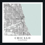 Chicago Illinois Blue Water Street Karte Poster<br><div class="desc">Chicago Illinois Blue Water Street Karte</div>