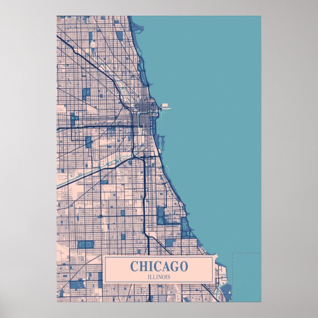 Chicago - Illinois Breezy City Map Poster (Vorne)