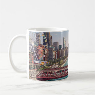 Chicago Illinois Chicago River Skyline Souvenir Kaffeetasse