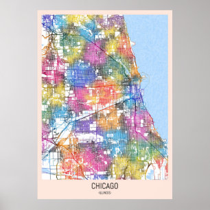 Chicago Illinois City Map Poster
