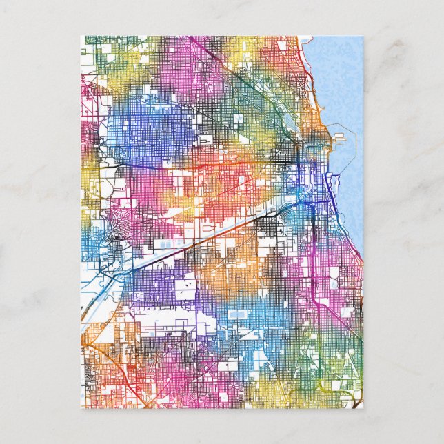 Chicago Illinois City Map Postkarte (Vorderseite)