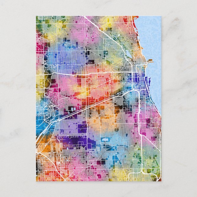 Chicago Illinois City Map Postkarte (Vorderseite)