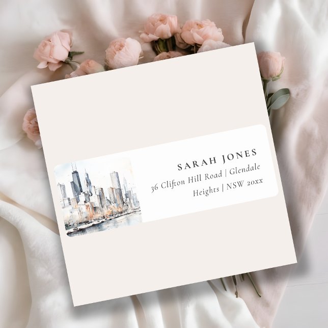 Chicago, Illinois City Scape, Aquarelladresse (Von Creator hochgeladen)