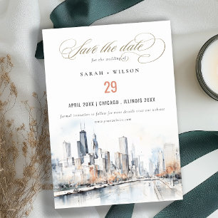 Chicago, Illinois City Scape Save The Date