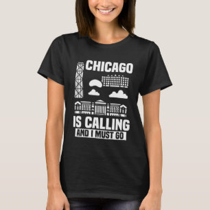 Chicago Illinois City Skyline Karte T-Shirt