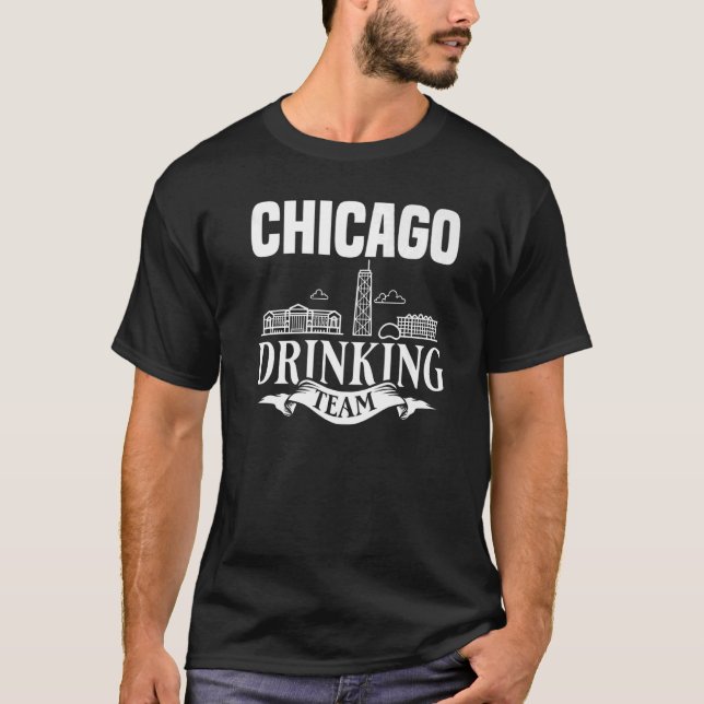 Chicago Illinois City Trip Skyline Karte T-Shirt (Vorderseite)