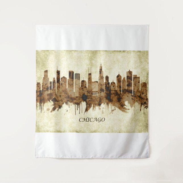 Chicago Illinois Cityscape Wandteppich (Vorderseite)