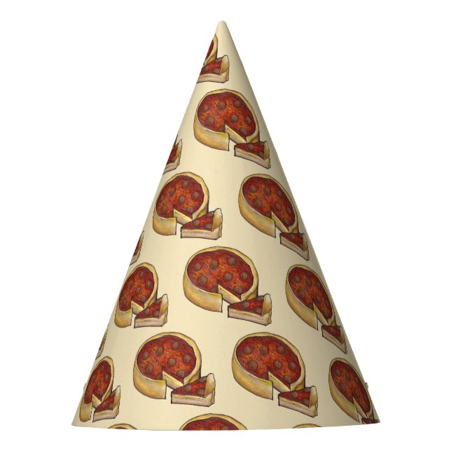Chicago Illinois Deep Dish Pepperoni Pizza Pie Partyhütchen (Vorderseite)