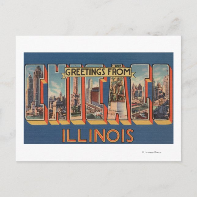 Chicago, Illinois - Großbuchstaben - Szenen 2 Postkarte (Vorderseite)