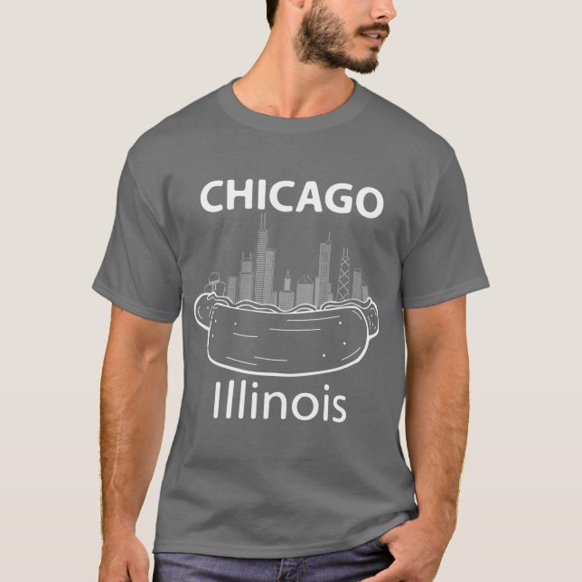 Chicago Illinois Hotdog Skyline Souvenir Chicago T-Shirt (Vorderseite)