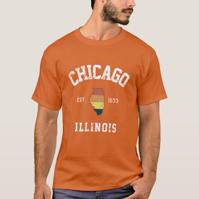 Chicago Illinois IL Retro Staat Liebe Illinoi T-Shirt (Vorderseite)