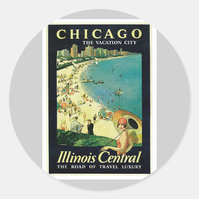Chicago Illinois IL US Vintag Runder Aufkleber (Vorderseite)