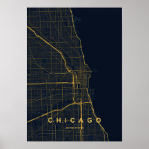 Chicago Illinois Impression de carte stylisée | Mo