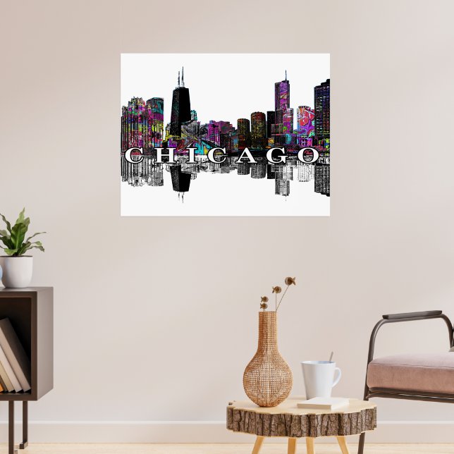 Chicago, Illinois in graffiti Poster (Wohnzimmer 3)