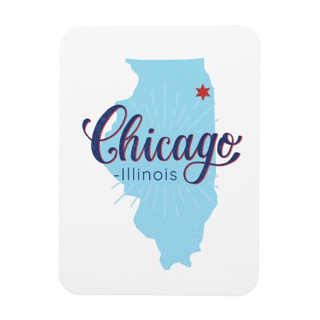 Chicago Illinois Karte Magnet (Vertikal)