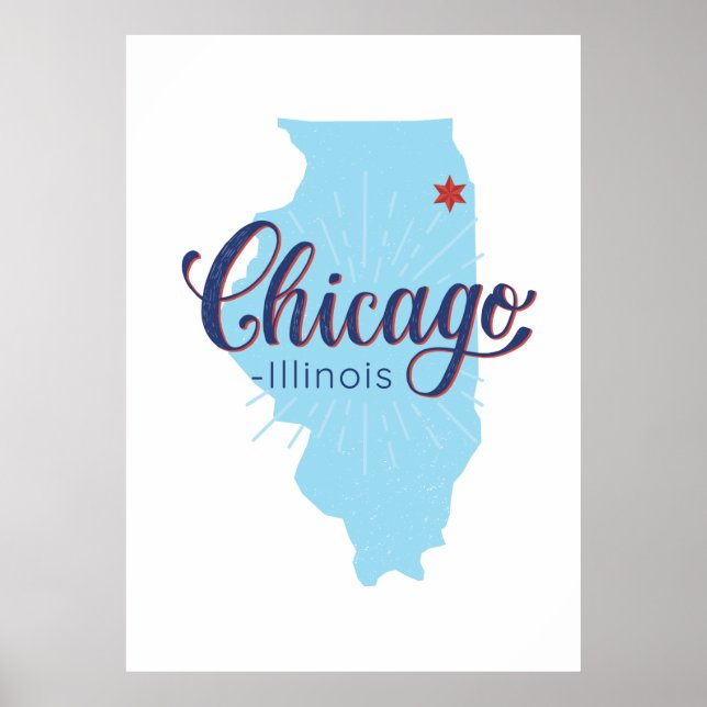 Chicago Illinois Karte Poster (Vorne)