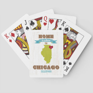 Chicago, Illinois Map - Zuhause ist das Herz Spielkarten