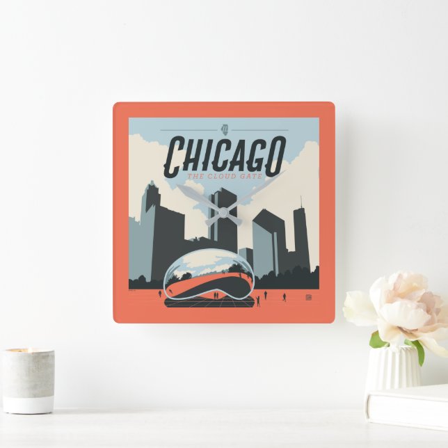 Chicago, Illinois | Millennium Park Quadratische Wanduhr (Zuhause)