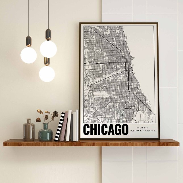 Chicago Illinois Minimalistisch Map Art Poster (Von Creator hochgeladen)