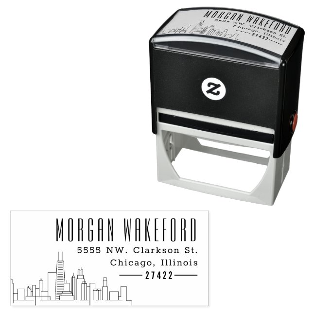 Chicago, Illinois | Moderner Deko Skyline Permastempel (Beispiel)