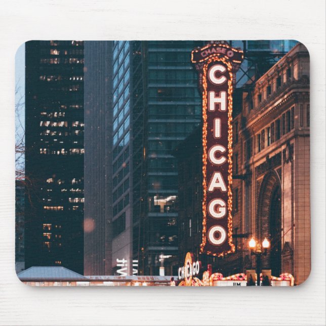 Chicago Illinois Neon Sign Mousepad (Vorne)