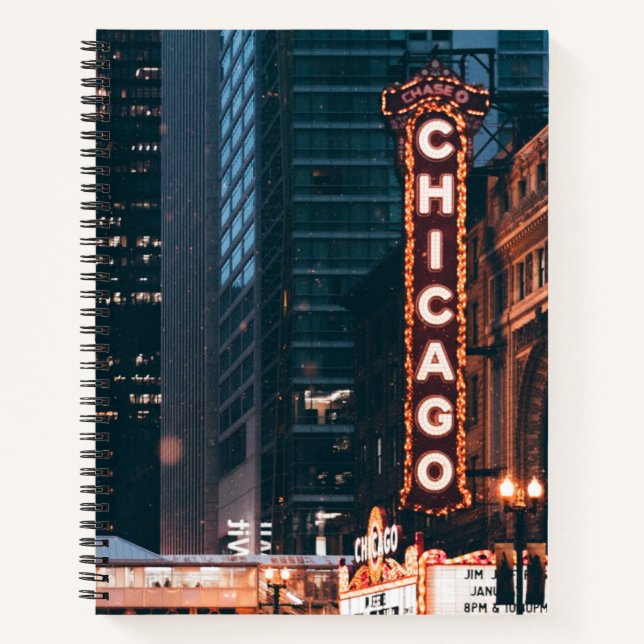 Chicago Illinois Neon Sign Notizbuch (Vorderseite)
