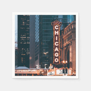 Chicago Illinois Neon Sign Serviette