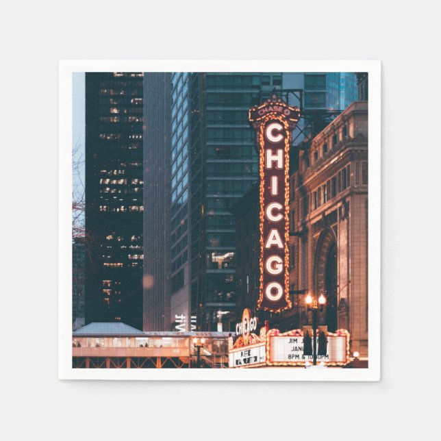 Chicago Illinois Neon Sign Serviette (Vorderseite)