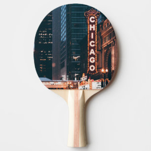 Chicago Illinois Neon Sign Tischtennis Schläger