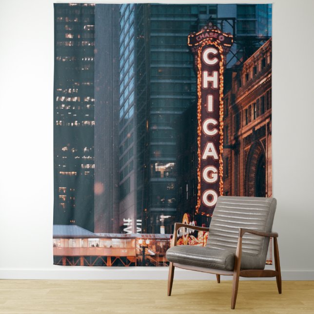 Chicago Illinois Neon Sign Wandteppich (Beispiel)